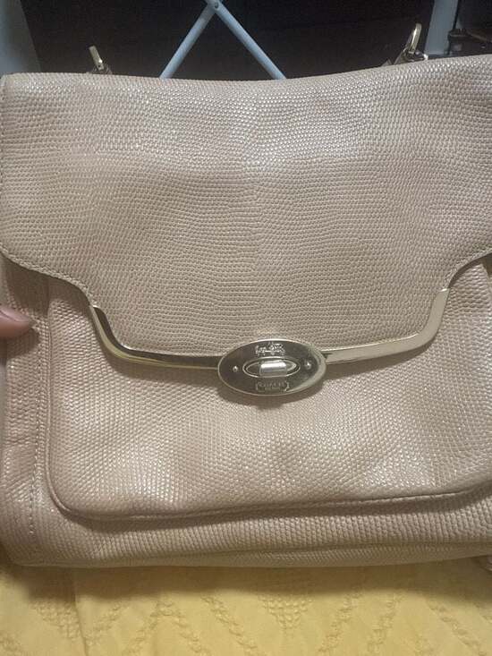 Coach Handbags - Coach Madison Phoebe Shoulder Bag in Beige Lizard Embossed Leather